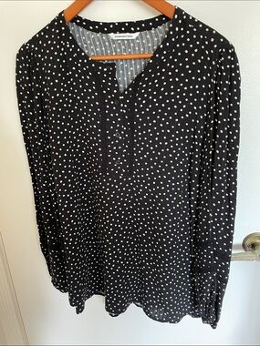 Penningtons Black Tunic with White and Pale Pink Polka Dots